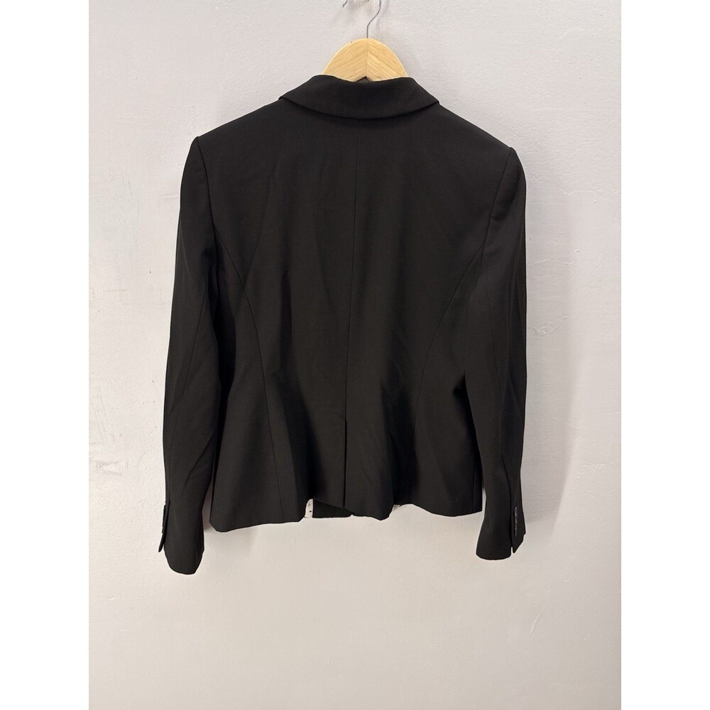 Ann Taylor women's size 8 jacket blazer black weave button front - Picture 2 of 13